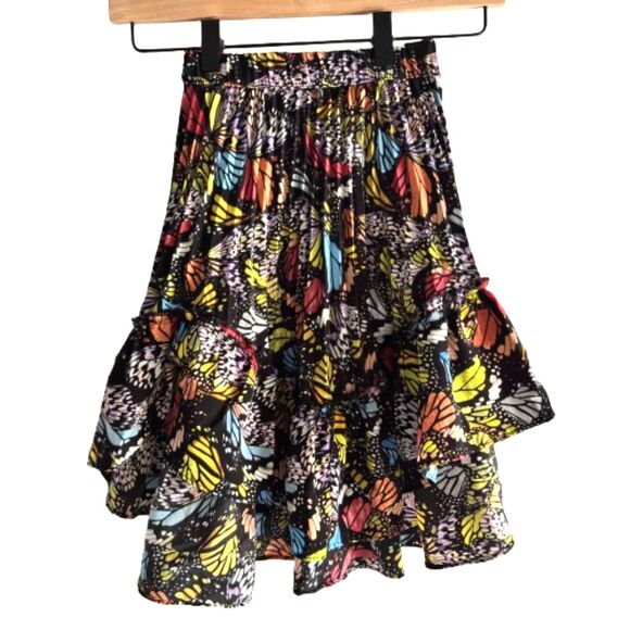 Art Class Child 4/5 Elastic Waist Pleated Boho Tiered Ruffle Butterfly Skirt #F - Picture 2 of 7